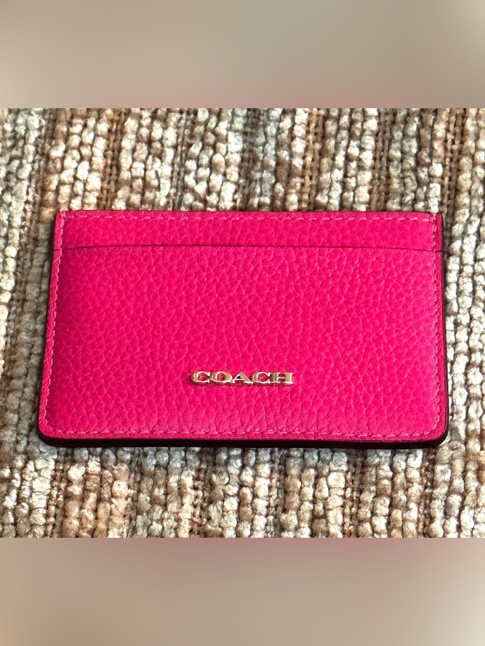 COACH Leather Electric Pink Card Case - Picture 1 of 15